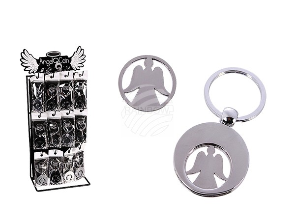 24-1034 Metall-Schlüsselanhänger mit Einkaufswagenchip, Engel, ca. 3,5 cm, 48 Stück auf Display, 4032/PAL
