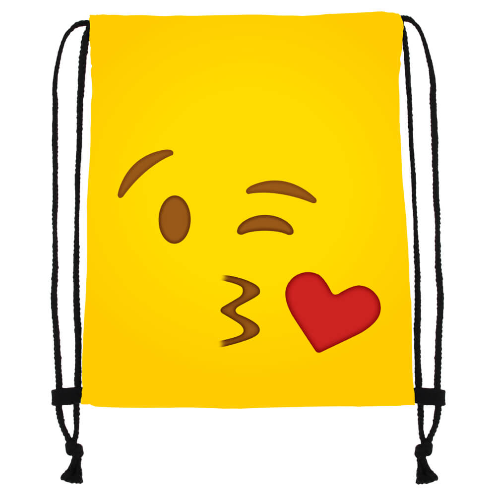 RU-x189 Gymbag, Gymsac Design: Emoticon, Emotikon Küsschen Farbe: gelb