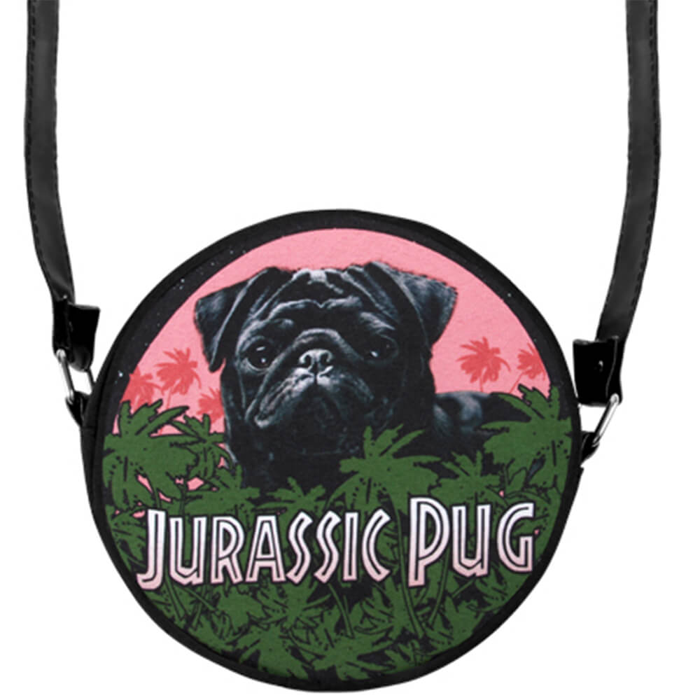 HT-006 Runde Motiv-Handtasche "Jurassic Pug"