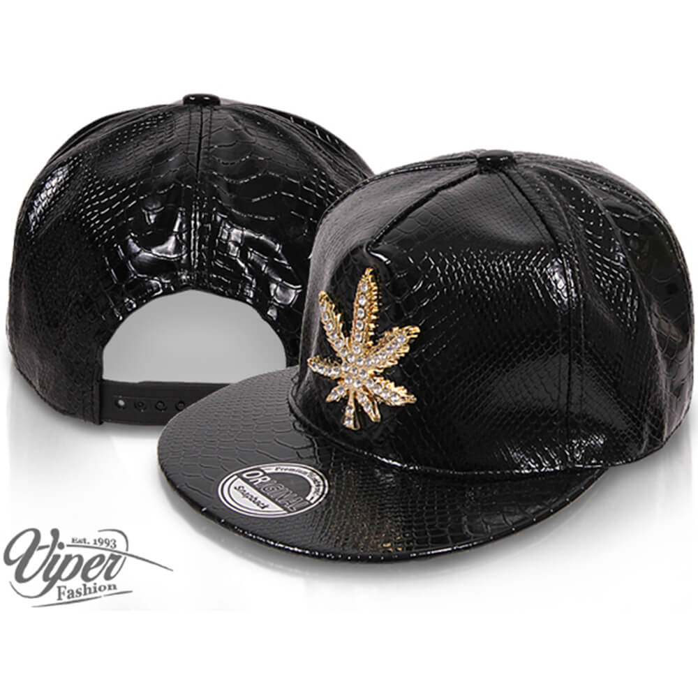 CAP-116 Snapback Flatbrim Cap "Luxury Weed Hanf Cannabis" Farbe: schwarz mit 3D Emblem