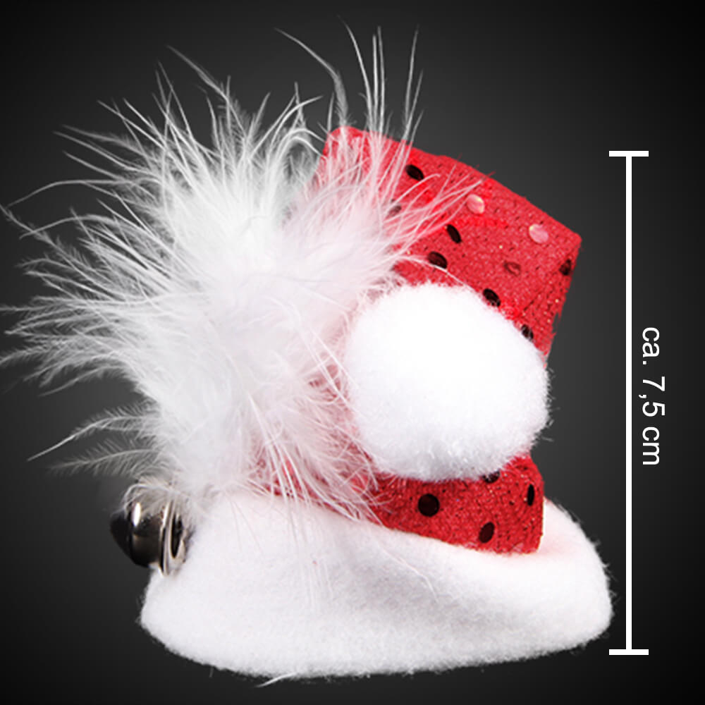 WM-132 Weihnachtsmütze kleine Weihnachtsmütze mit Glocke Pailletten und Haarspange  