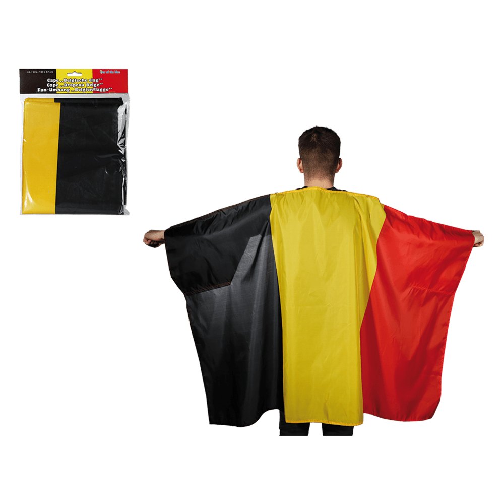 00-0752 Fan-Umhang, Belgienflagge, ca. 87 x 150 cm, im Polybeutel mit Headercard, 3024/PAL