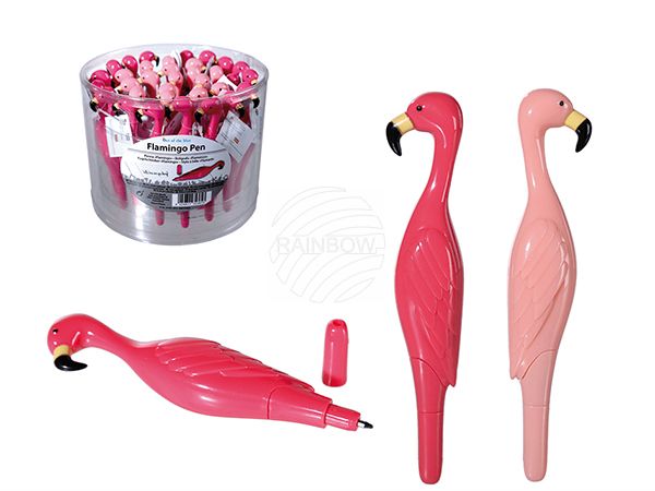 29-3054 Kunststoff-Kugelschreiber, Flamingo, ca. 12 cm, 2-farbig sortiert, 36 Stück in PVC-Dose, 8640/PAL