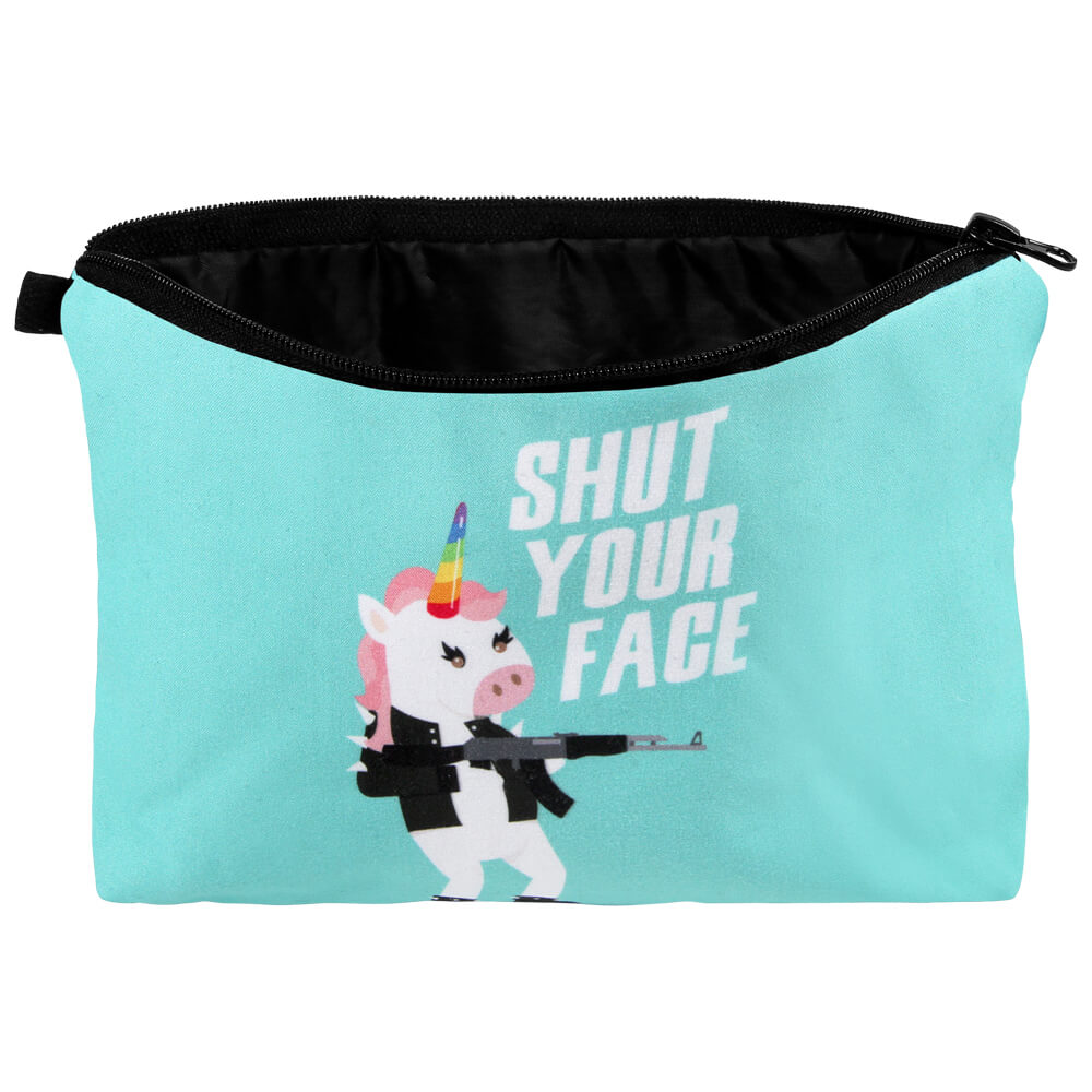 KT-112 Kosmetiktasche mit Motiv Einhorn & Shut your face multicolor