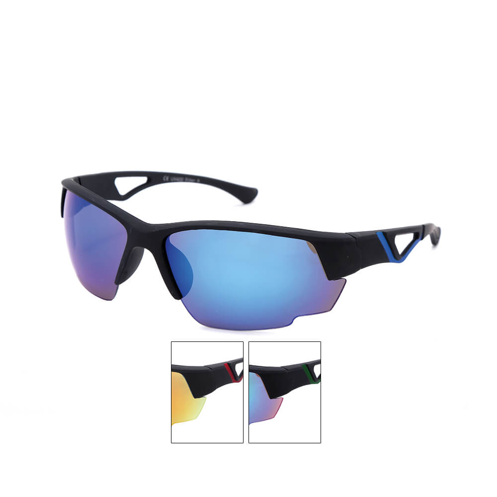 V-1447 VIPER Damen und Herren Sonnenbrille Sportdesign farbige Applikationen rubber touch schwarz