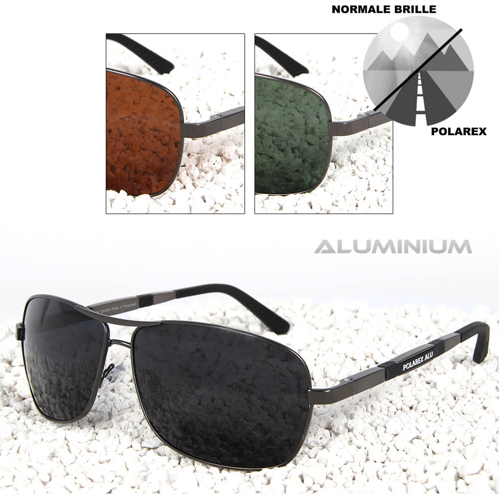 PAL-001 POLAREX Sonnenbrille Pilotenbrille polarisiert Aluminium Rahmen extra leicht grau