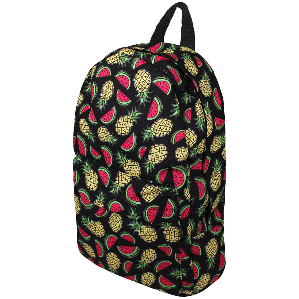RUCK-a038 Hochwertiger Rucksack Ananas & Wassermelone schwarz