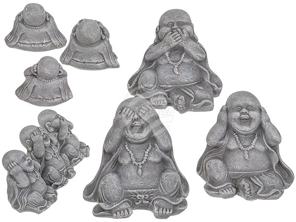 190421 Sitzende Deko-Figur, Buddha (nichts böses sehen, sagen, hören) ca. 8 x 7,5 cm, aus Polyresin, 3-fach sortiert, 2304/PAL