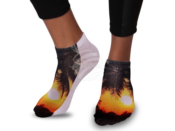 SO-103 Motiv Socken Design:Sonne und Palmen Farbe: schwarz