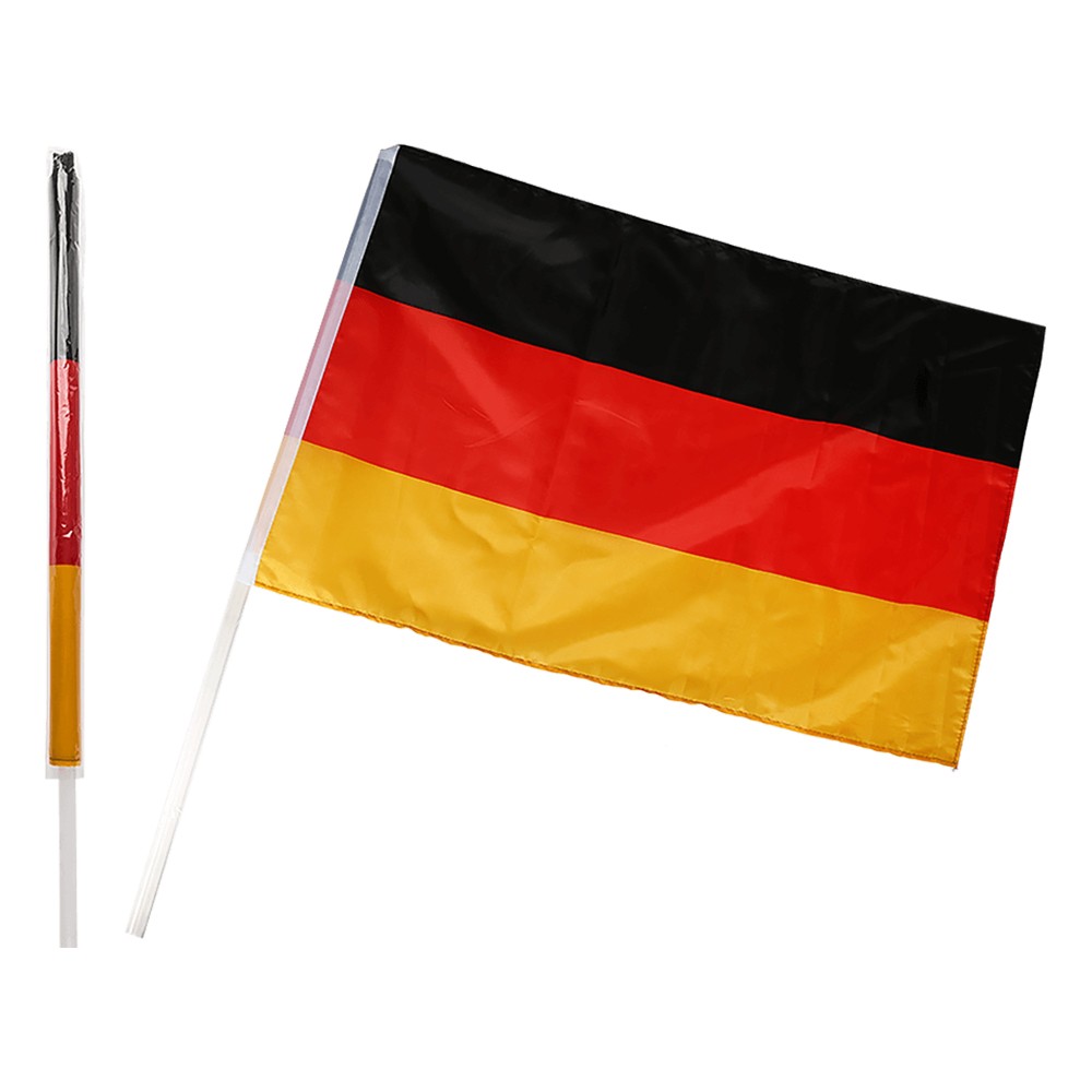 00-0851 Deutschlandflagge, ca. 60 x 90 cm, mit 100 cm Kunststoffstab, 1800/PAL