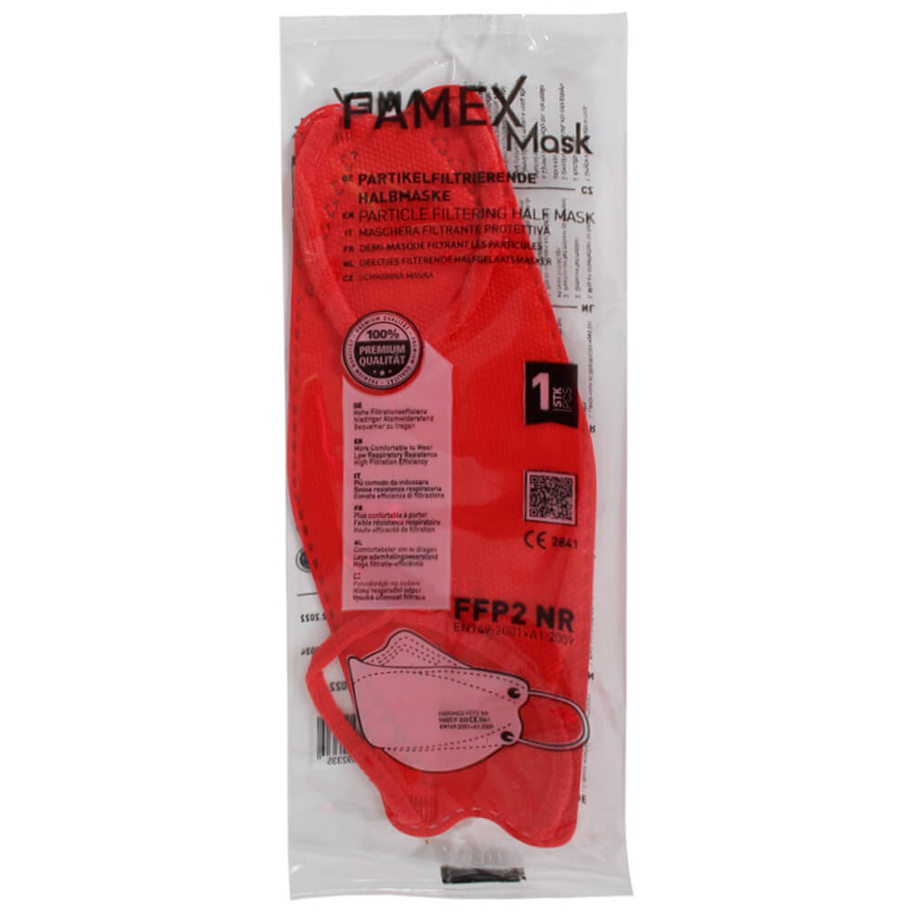 AM-1010 Famex Fisch FFP2 Atemschutzmaske Mundschutz Atemmaske Fischform Farbe: rot