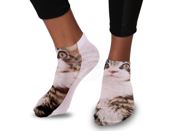 SO-87 Motiv Socken Design:Katze Farbe: weiss, braun