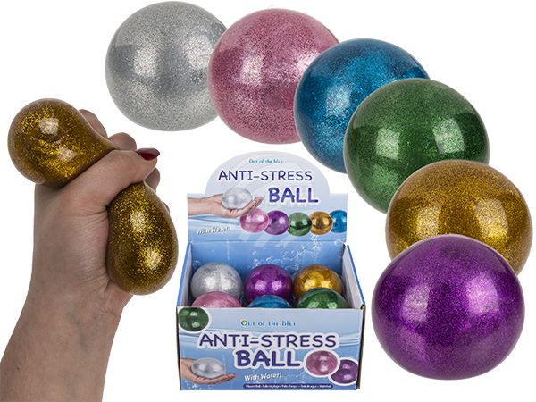 12-0873 Squeeze-Glitter-Wasser-Ball, ca. 7 cm, 12 Stück im Display, 6 farbig sortiert