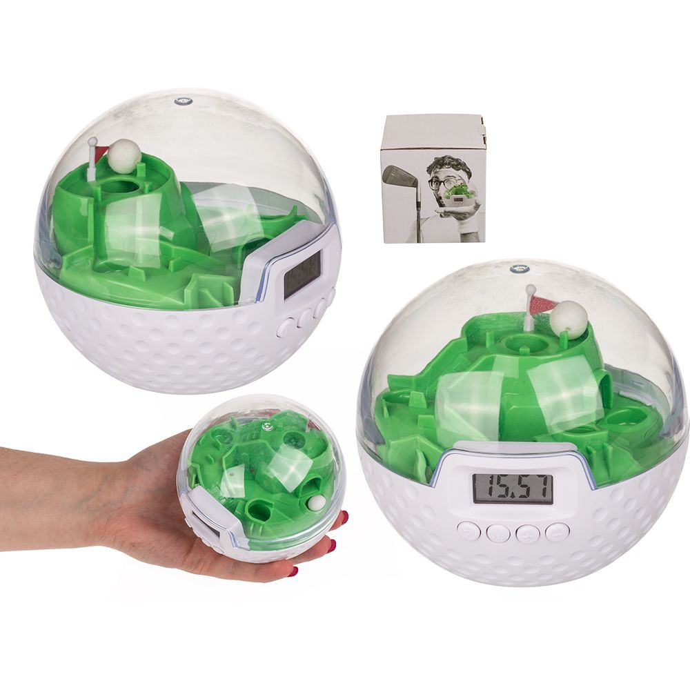 79-3290 Wecker, Golfball, ca. 9,5 cm,  aus Kunststoff, im Geschenkkarton