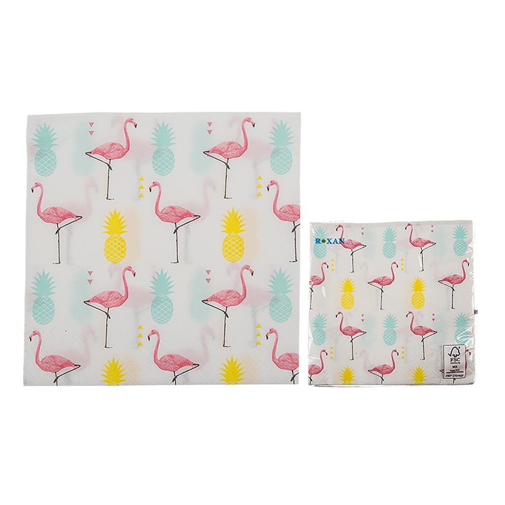 145244 Papier-Servietten, Ananas & Flamingo, ca. 33 x 33 cm, 3-lagig, 20 Stück im Polybeutel, 1680/PAL