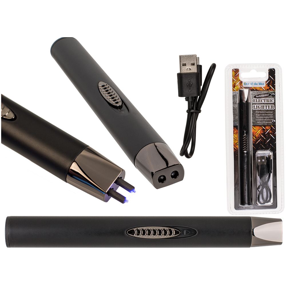 10-2418 Stabfeuerzeug, Easy Flame, ca. 16 cm, mit USB-Ladekabel, auf Bisterkarte, 12 Stück im Display, 1152/PAL