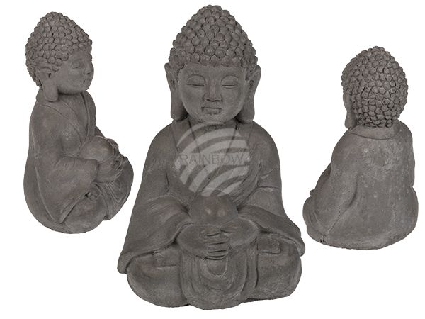 190418 Deko-Figur, Buddha, ca. 9,5 x 14 cm, aus Zement, 1080/PAL