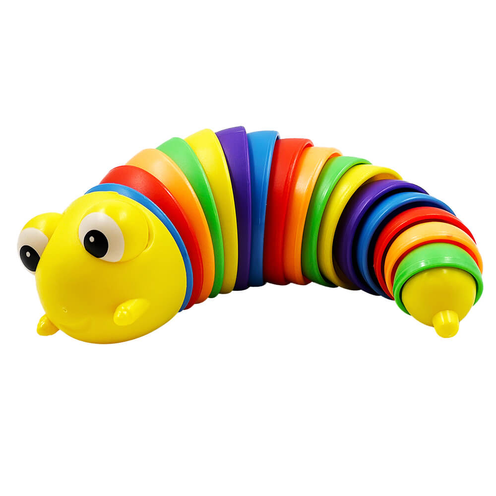 FSN-001 Fidget Slug Raupe Big Eyes ca. 18 cm im Rainbow Farb Mix