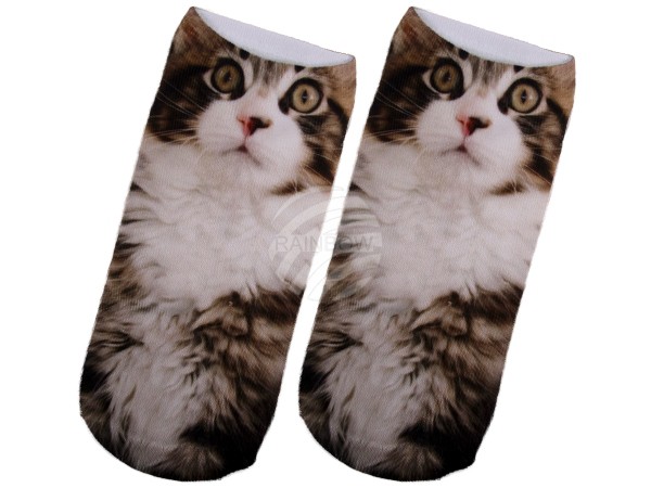 SO-87 Motiv Socken Design:Katze Farbe: weiss, braun