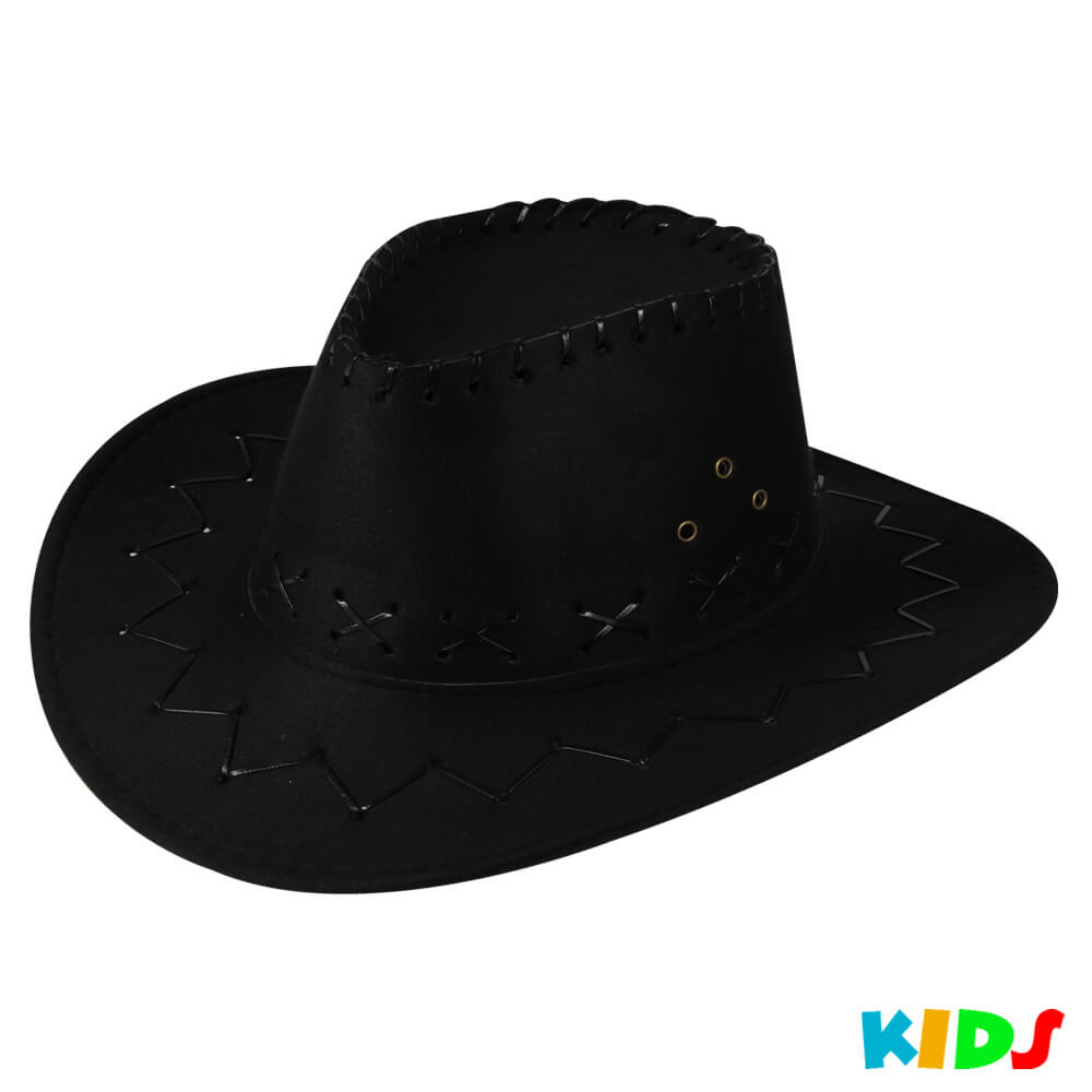 CW-06a Cowboyhut für Kinder Design: Zick Zack Muster Farbe: schwarz