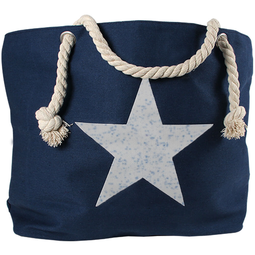 TT-m30 Shopper Einkaufstasche Strandtasche blau Stern
