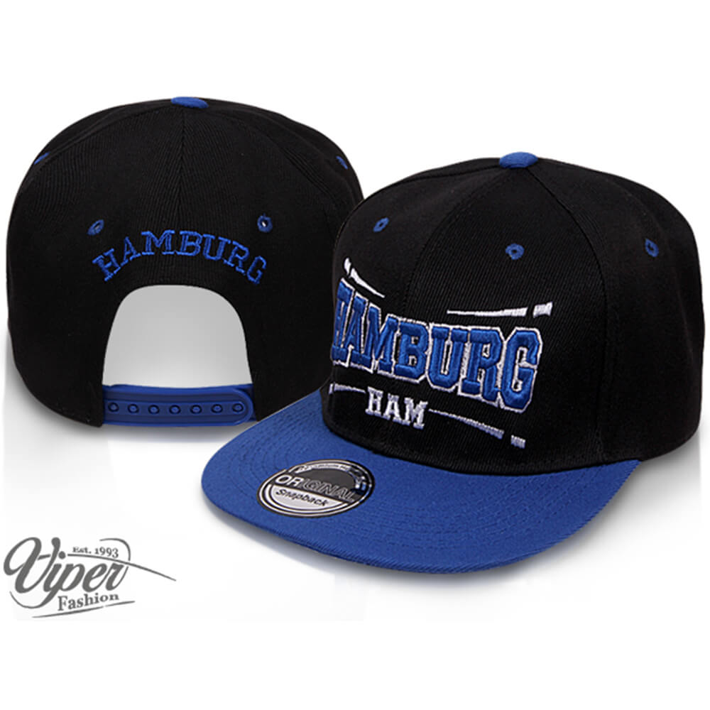 CAP-HAM01 Snapback Flatbrim Cap "Hamburg" Farbe: schwarz / blau