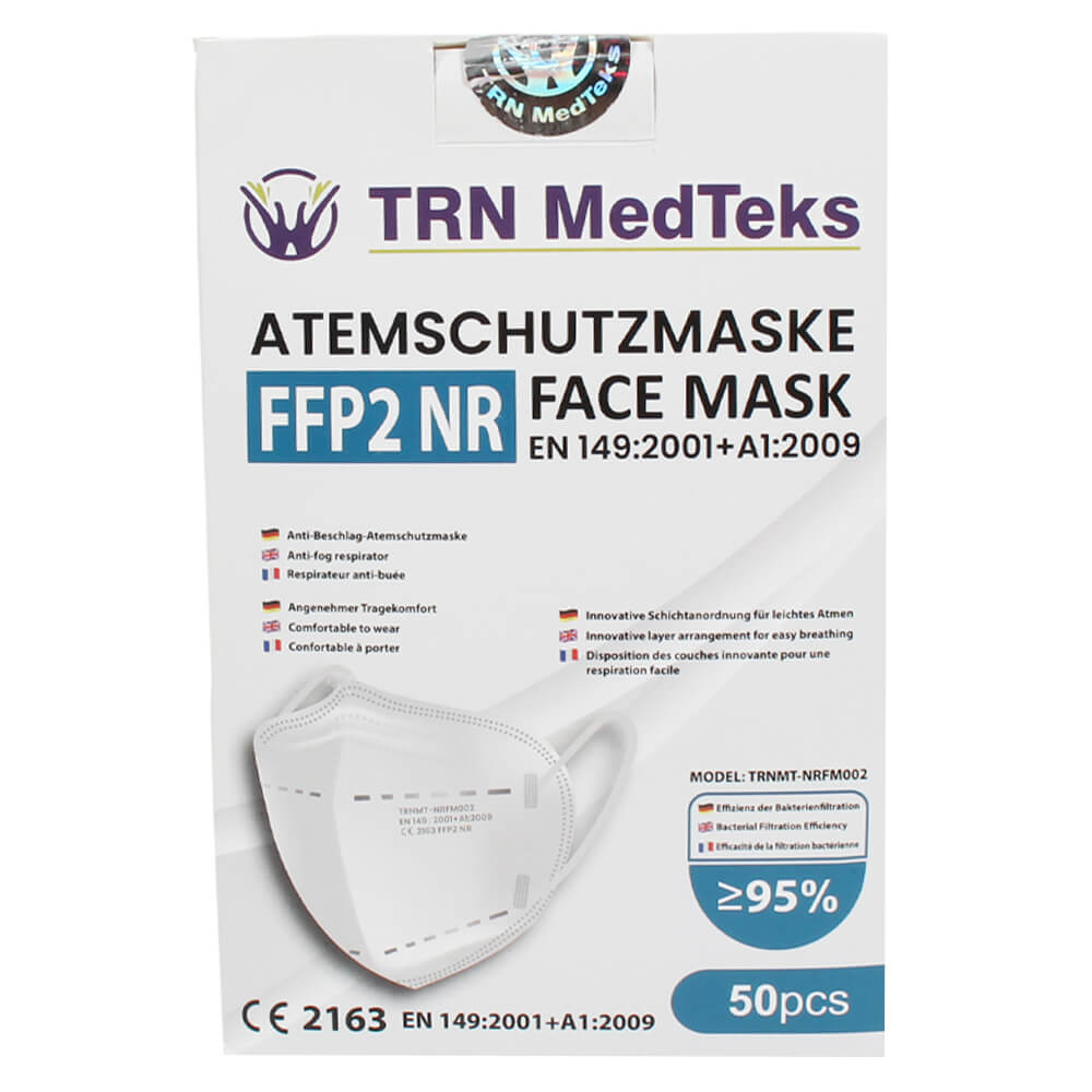 AM-029 FFP2 Maske TRN MedTeks Atemschutzmaske Mundschutz Schutzmaske 50 Stück in einer Box, einzeln verpackt