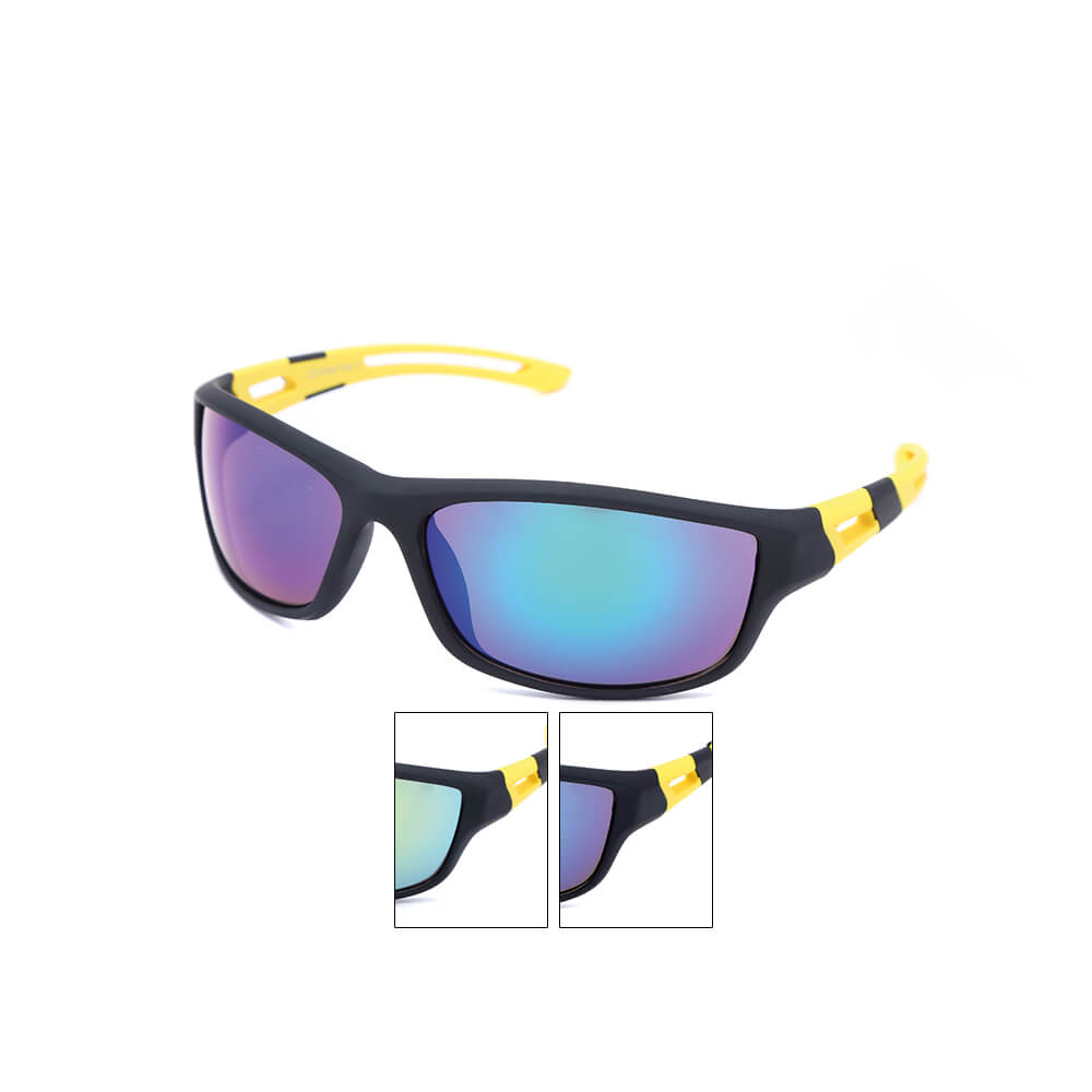 VS-344 VIPER Damen und Herren Sportbrille Sonnenbrille gelbe Applikationen im Rahmen schwarz