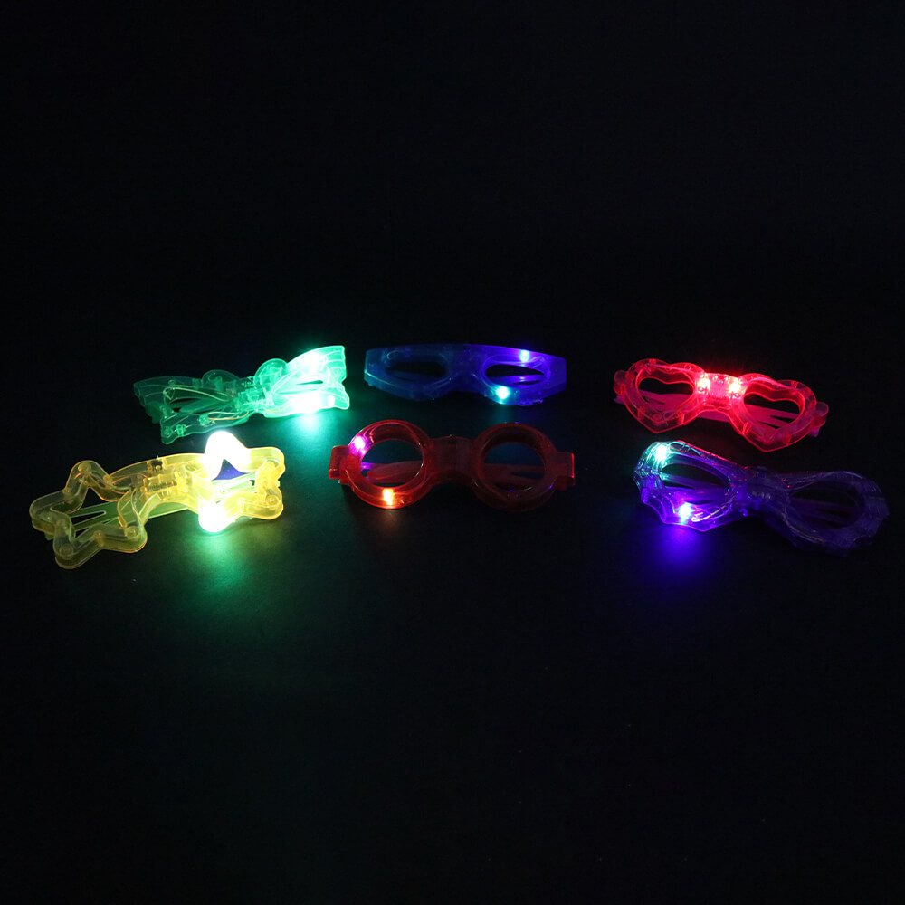 LB-20 Leuchtbrillen Verschiedene Varianten Herzform Kreisform Sterneform Schleifenform Farbsortierung