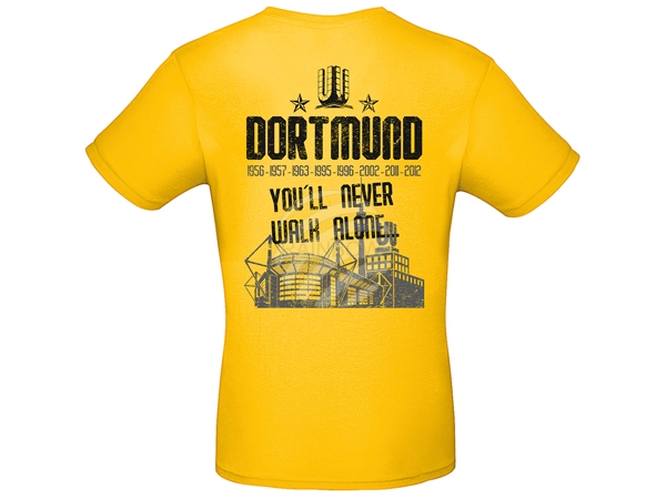 Shirt-do58 Dortmund Shirt Größe S-XXL gelb Schriftzug "Dortmund - You'll never walk alone"