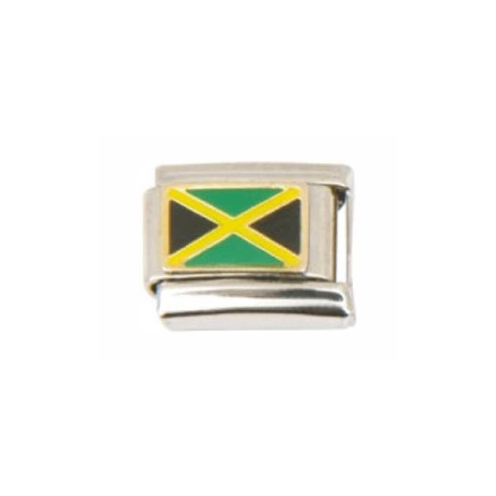 N-075 Italian Charm mit Motiv Länderfahne Jamaika Silber Grün Schwarz Gelb