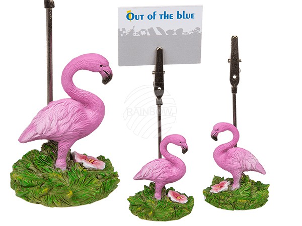 144172 Kartenhalter, Polyresin-Flamingo, ca. 10 x 3 cm, 2-fach sortiert, 5184/PAL