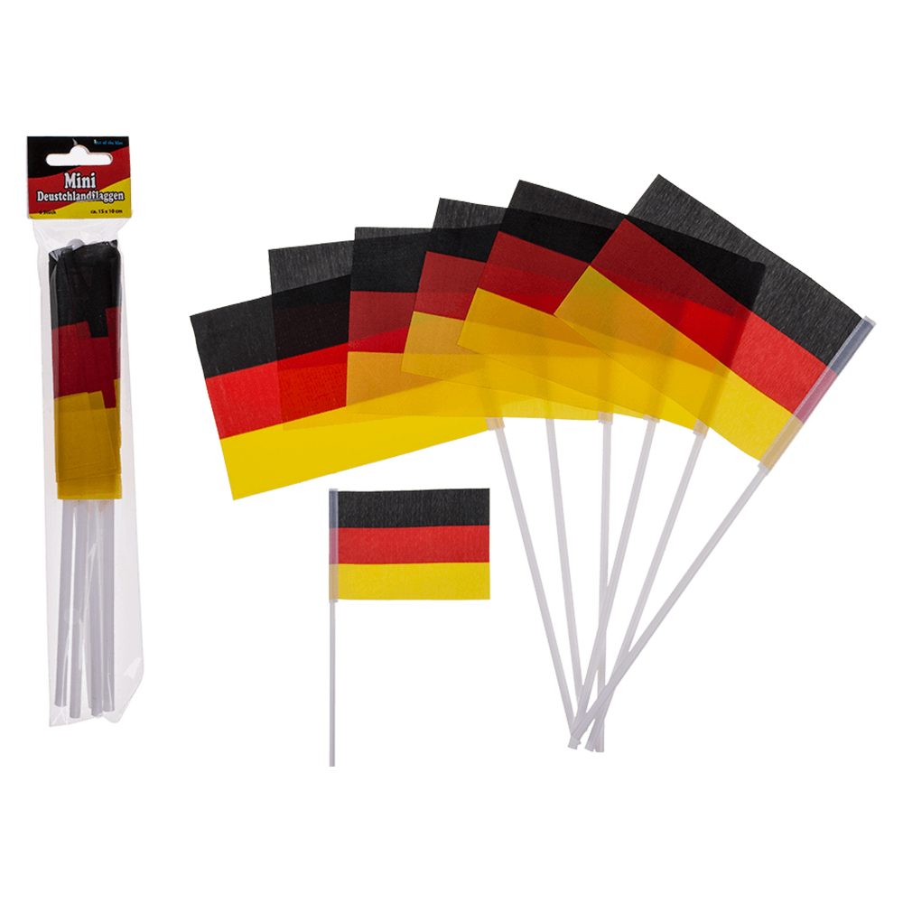 00-0890 Mini-Flagge, Deutschland, ca. 15 x 10 cm, 6er Set im Polybeutel mit Headercard, 5760/PAL