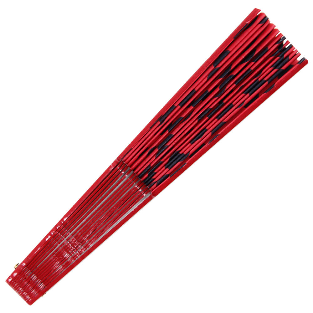 FAE-15 Fächer Faltfächer Windfächer rot schwarz Punkte Länge ca. 23 cm, Spannweite ca. 43 cm