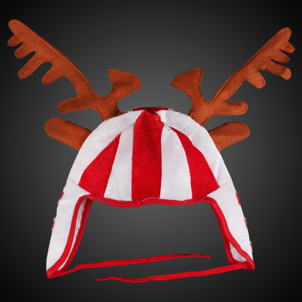 WM-82 Weihnachtsmütze mit Rentiergeweih in braun  