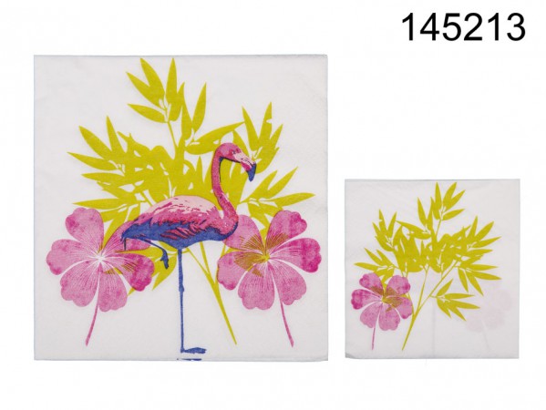 145213 Papier-Servietten, Flamingo, ca. 33 x 33 cm, 3-lagig, 20 Stück im Polybeutel