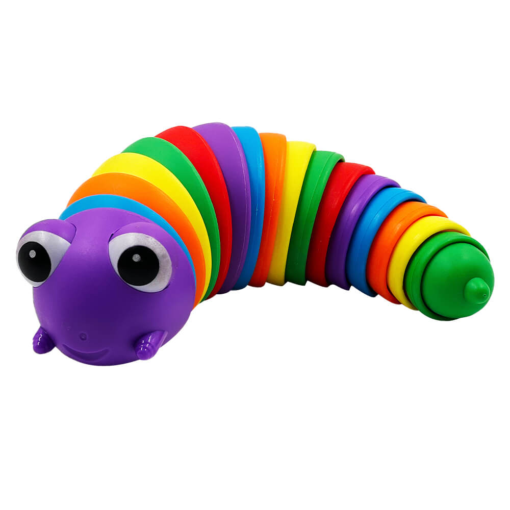 FSN-001 Fidget Slug Raupe Big Eyes ca. 18 cm im Rainbow Farb Mix