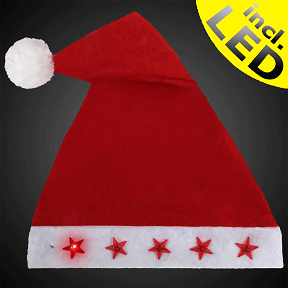 WM-15 Weihnachtsmütze rot Motiv:  5 rote Sterne  