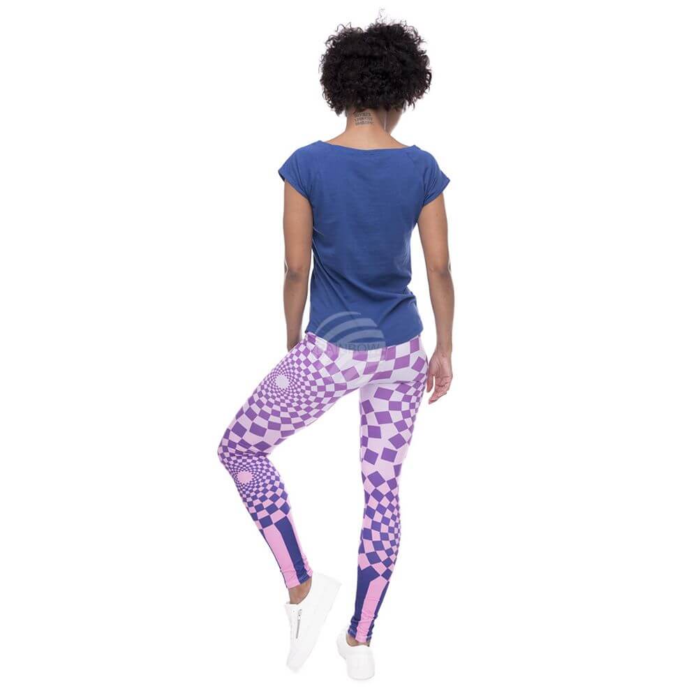 LEG-102 Damen Motiv Leggings Design: Karo Farbe: weiss
