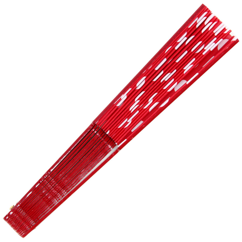 FAE-14 Fächer Faltfächer Windfächer rot weiß Punkte Länge ca. 23 cm, Spannweite ca. 43 cm