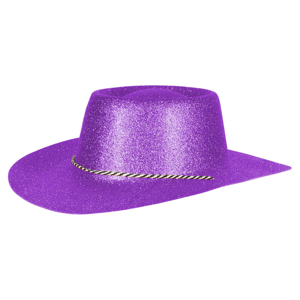 CW-58 Cowboyhüte Hüte lila glitzernd ca. 38 x 35 cm